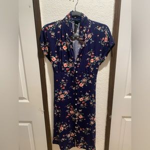 Navy blue floral dress